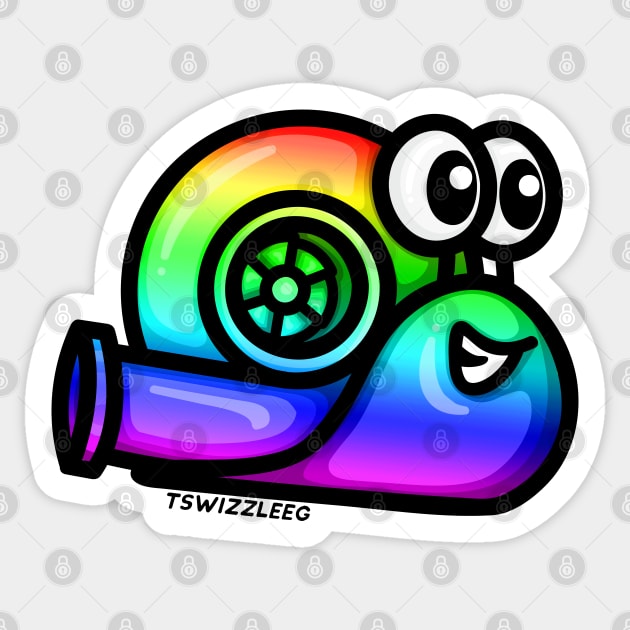 Turbo Snail (Version 1) - Rainbow Sticker by hoddynoddy